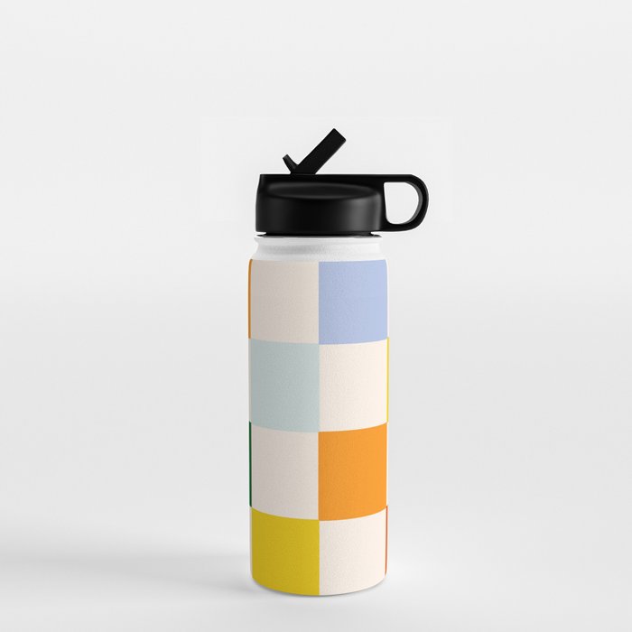 Retro Rainbow Checkerboard  Water Bottle Gallery Image 1