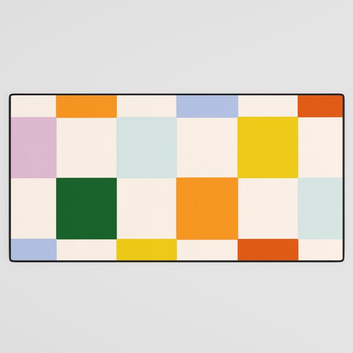 Retro Rainbow Checkerboard  Desk Mat Gallery Image 3