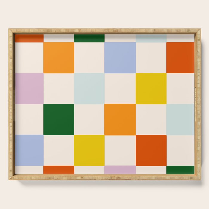 Retro Rainbow Checkerboard  Serving Tray Gallery Image 1