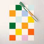 Retro Rainbow Checkerboard  Wrapping Paper Gallery Image 1