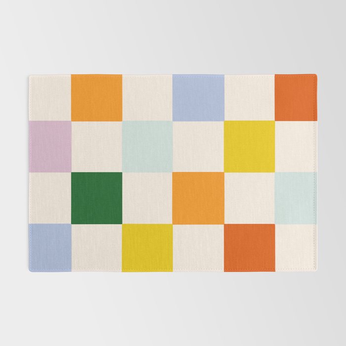Retro Rainbow Checkerboard  Rug Gallery Image 2