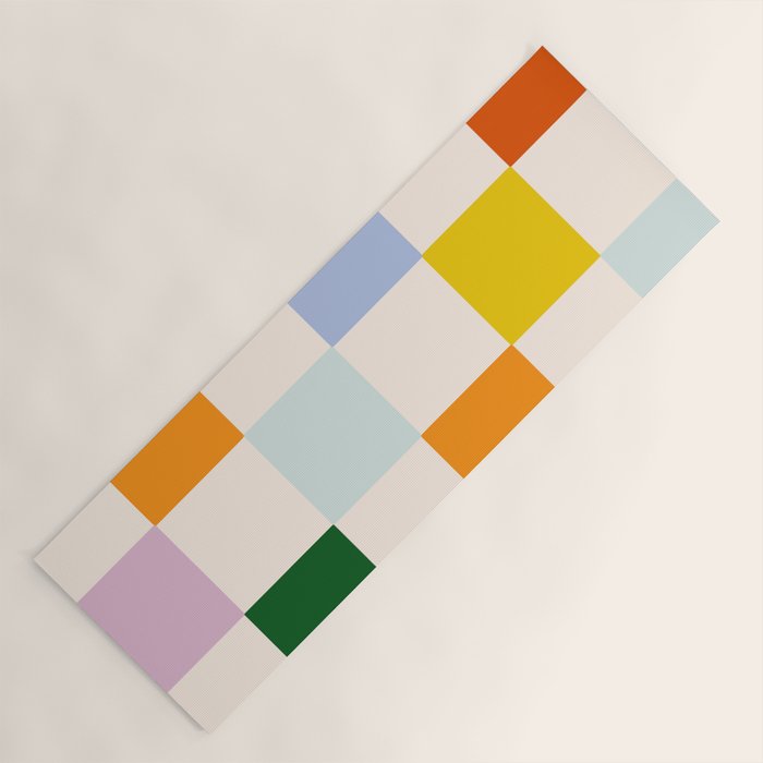 Retro Rainbow Checkerboard  Yoga Mat Gallery Image 1
