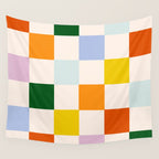 Retro Rainbow Checkerboard  Wall Tapestry Gallery Image 4