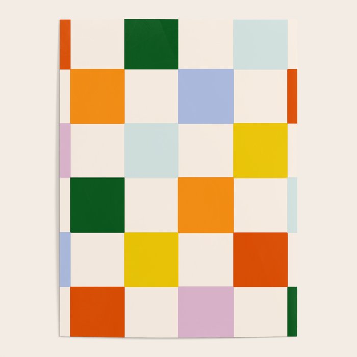 Retro Rainbow Checkerboard  Poster Gallery Image 1