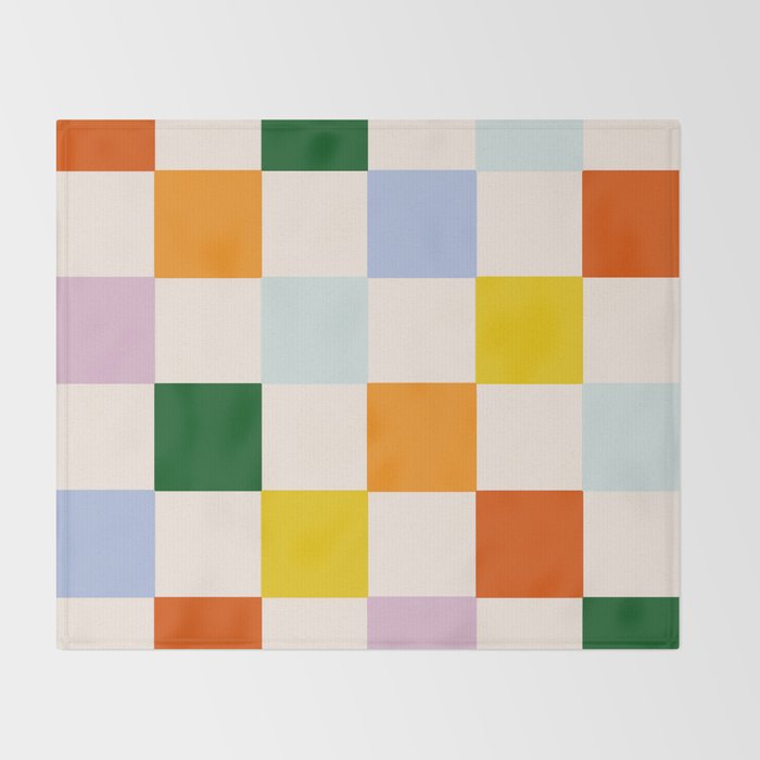 Retro Rainbow Checkerboard  Throw Blanket Gallery Image 2