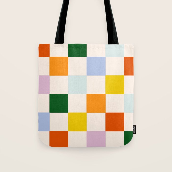 Retro Rainbow Checkerboard  Tote Bag Gallery Image 1