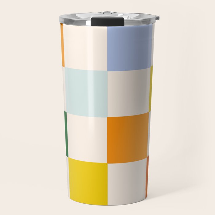 Retro Rainbow Checkerboard  Travel Mug Gallery Image 1
