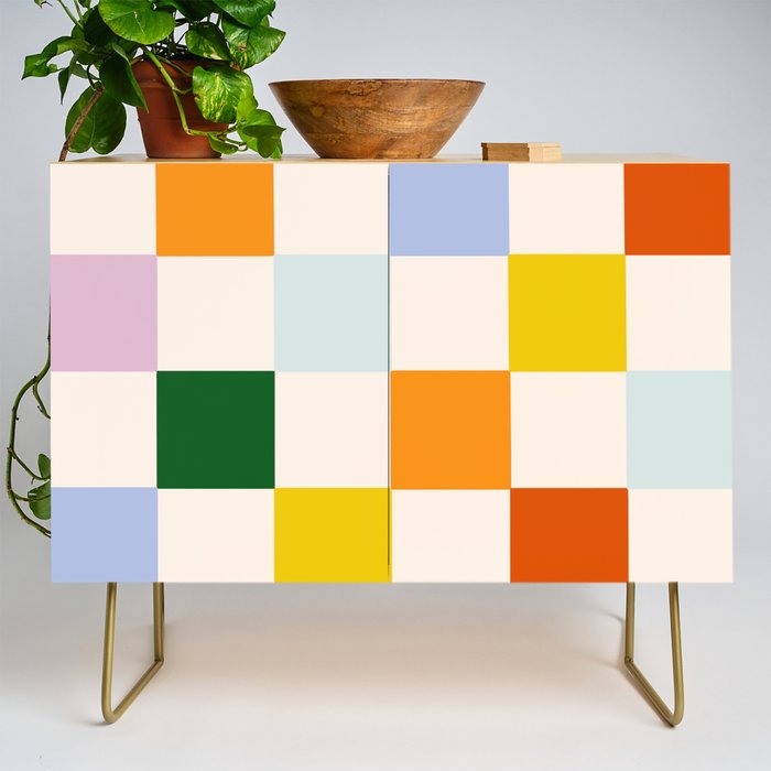 Retro Rainbow Checkerboard  Credenza Gallery Image 1