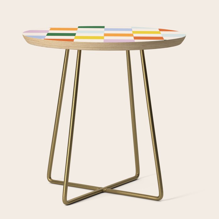 Retro Rainbow Checkerboard  Side Table Gallery Image 1