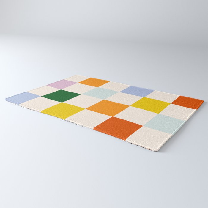 Retro Rainbow Checkerboard  Rug Gallery Image 3