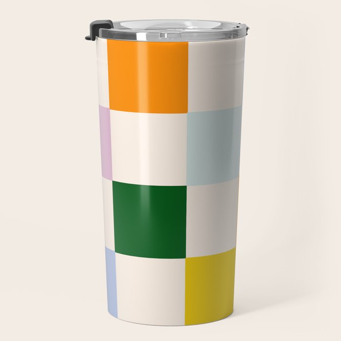 Retro Rainbow Checkerboard  Travel Mug Gallery Image 3