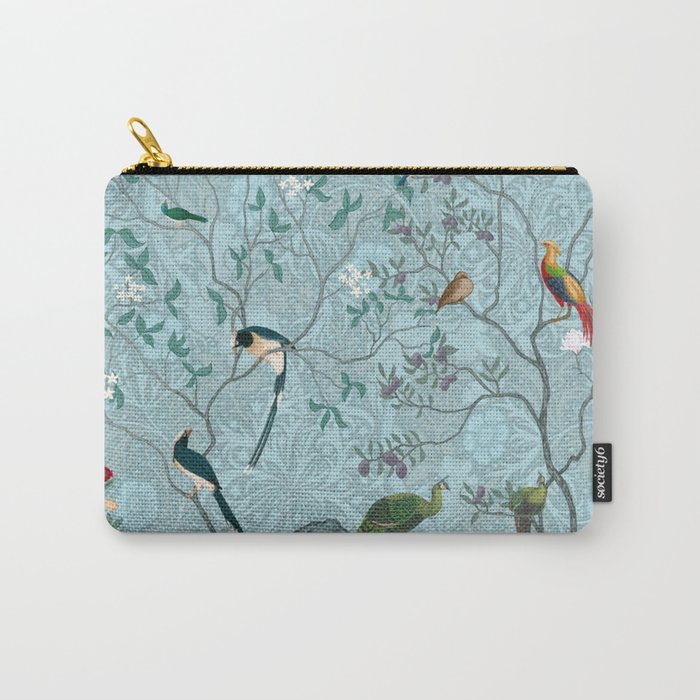 Chinoiserie Aqua Turquoise Garden Fresco & William Morris Art Carry All Pouch Gallery Image 1