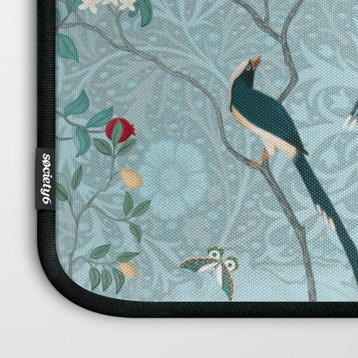 Chinoiserie Aqua Turquoise Garden Fresco & William Morris Art Laptop Sleeve Gallery Image 3