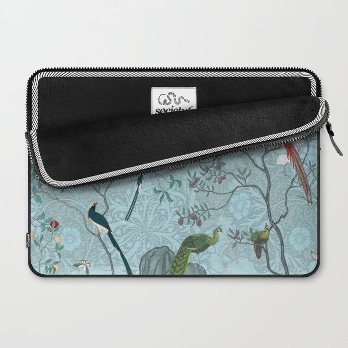 Chinoiserie Aqua Turquoise Garden Fresco & William Morris Art Laptop Sleeve Gallery Image 2