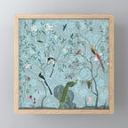 Chinoiserie Aqua Turquoise Garden Fresco & William Morris Art Mini Art Print Gallery Image 1