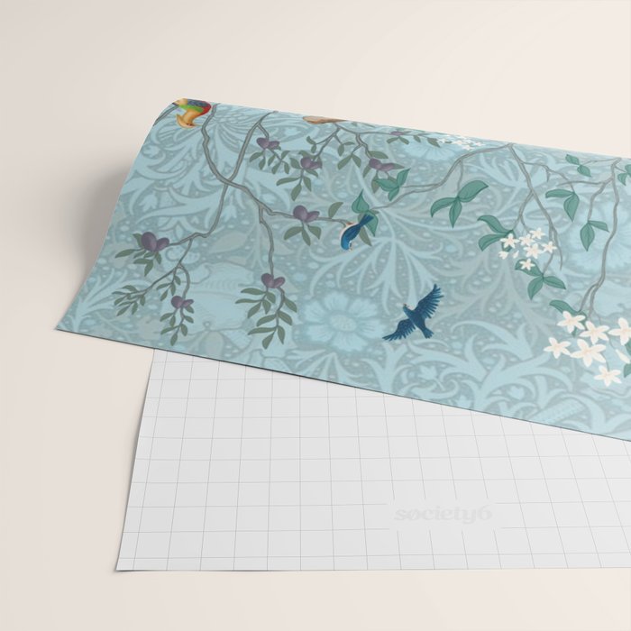 Chinoiserie Aqua Turquoise Garden Fresco & William Morris Art Wrapping Paper Gallery Image 2