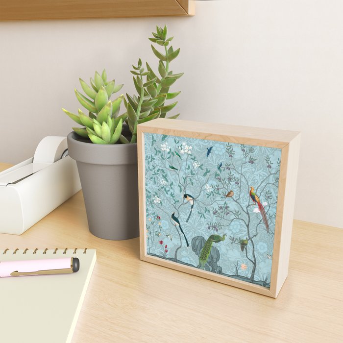 Chinoiserie Aqua Turquoise Garden Fresco & William Morris Art Mini Art Print Gallery Image 2