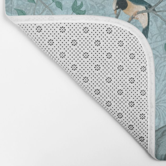 Chinoiserie Aqua Turquoise Garden Fresco & William Morris Art Bath Mat Gallery Image 2