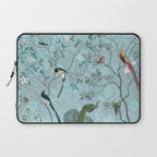 Chinoiserie Aqua Turquoise Garden Fresco & William Morris Art Laptop Sleeve Gallery Image 1
