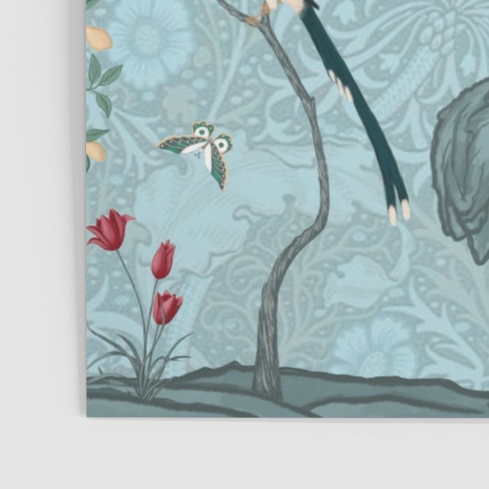 Chinoiserie Aqua Turquoise Garden Fresco & William Morris Art Poster Gallery Image 3