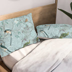 Chinoiserie Aqua Turquoise Garden Fresco & William Morris Art Pillow Sham Gallery Image 2