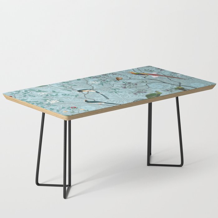 Chinoiserie Aqua Turquoise Garden Fresco & William Morris Art Coffee Table Gallery Image 1