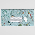 Chinoiserie Aqua Turquoise Garden Fresco & William Morris Art Desk Mat Gallery Image 1