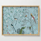 Chinoiserie Aqua Turquoise Garden Fresco & William Morris Art Serving Tray Gallery Image 1