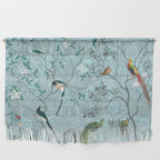 Chinoiserie Aqua Turquoise Garden Fresco & William Morris Art Wall Hanging Gallery Image 1