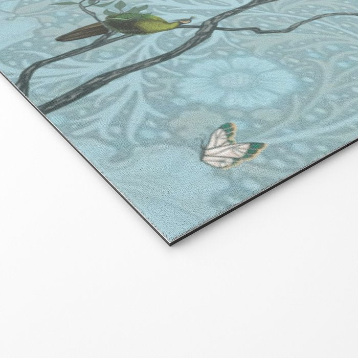Chinoiserie Aqua Turquoise Garden Fresco & William Morris Art Welcome Mat Gallery Image 2