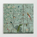 Chinoiserie Aqua Turquoise Garden Fresco & William Morris Art Wood Wall Art Gallery Image 1