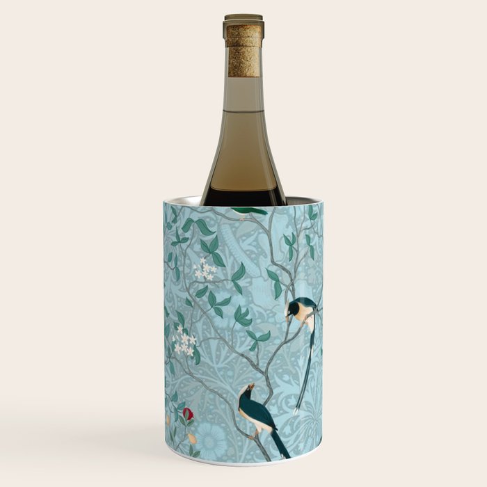 Chinoiserie Aqua Turquoise Garden Fresco & William Morris Art Wine Chiller Gallery Image 2