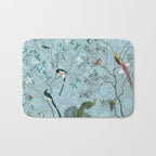 Chinoiserie Aqua Turquoise Garden Fresco & William Morris Art Bath Mat Gallery Image 1