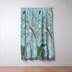 Chinoiserie Aqua Turquoise Garden Fresco & William Morris Art Window Curtain Gallery Image 3
