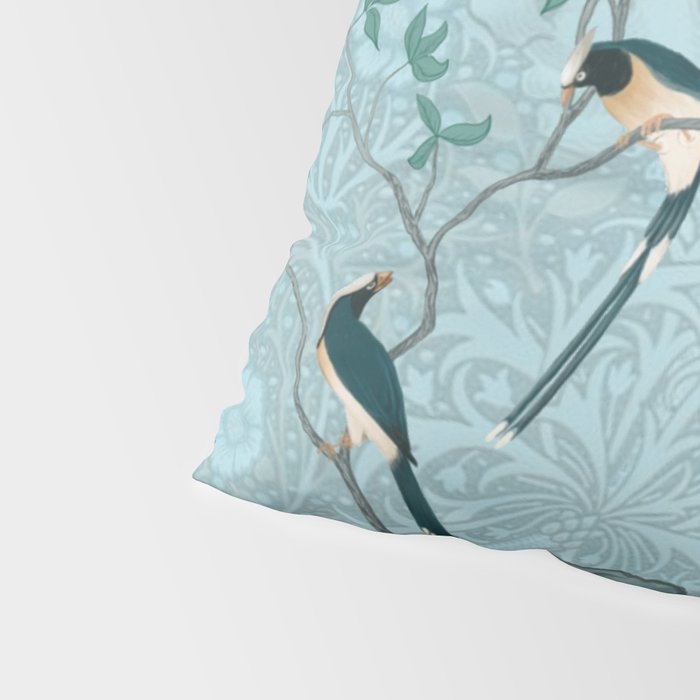 Chinoiserie Aqua Turquoise Garden Fresco & William Morris Art Pillow Sham Gallery Image 4