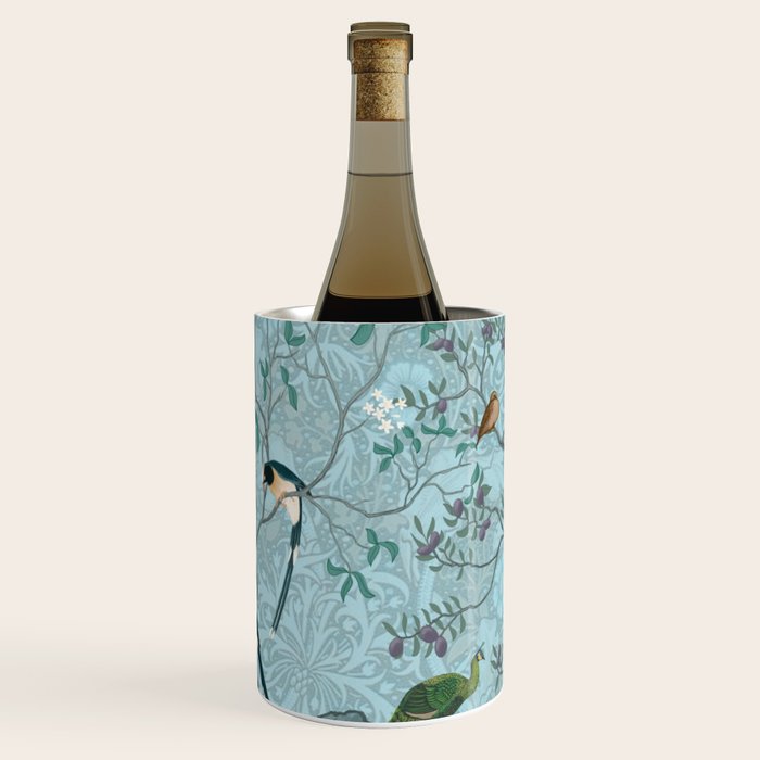 Chinoiserie Aqua Turquoise Garden Fresco & William Morris Art Wine Chiller Gallery Image 1