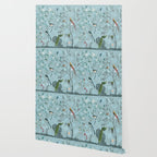 Chinoiserie Aqua Turquoise Garden Fresco & William Morris Art Wallpaper Gallery Image 2