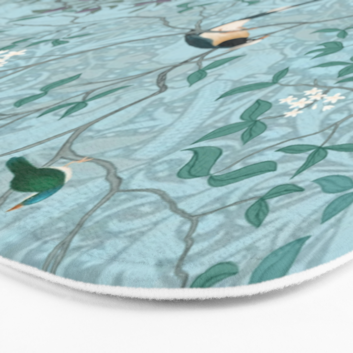 Chinoiserie Aqua Turquoise Garden Fresco & William Morris Art Bath Mat Gallery Image 3