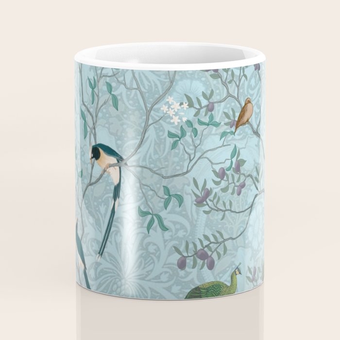 Chinoiserie Aqua Turquoise Garden Fresco & William Morris Art Coffee Mug Gallery Image 4