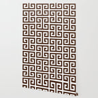 Dark Brown and White Greek Key Pattern Wallpaper Gallery Image 2