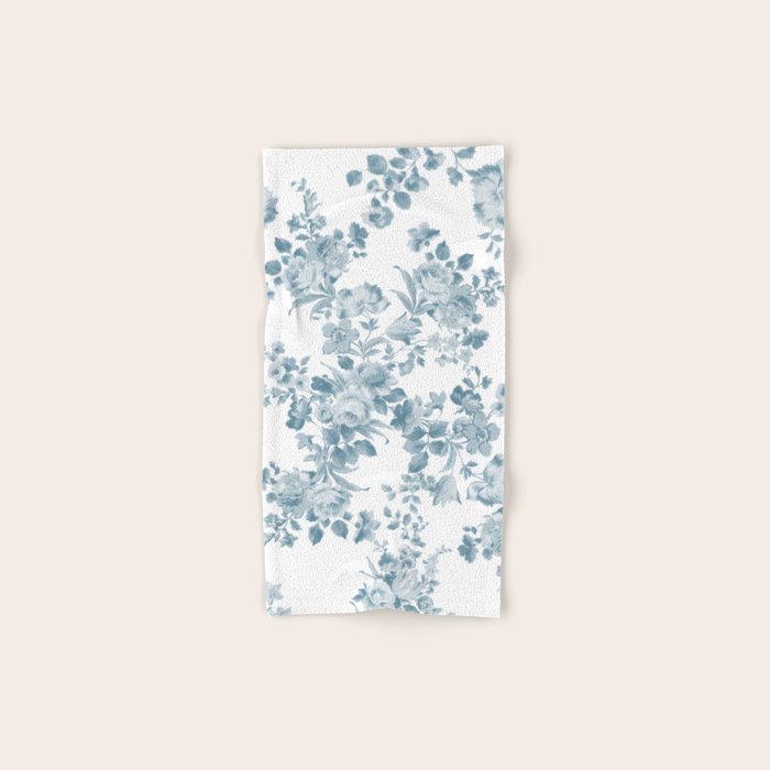 Vintage blue white bohemian elegant floral Bath Towel Gallery Image 1