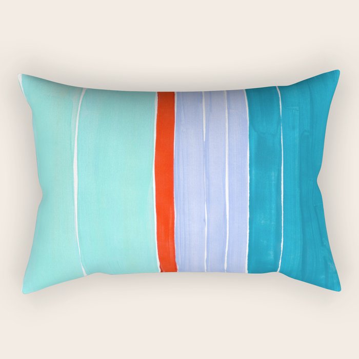Ocean Sunset Minimalist Mid Century Colorfields Pastel Blue Orange Modern Color Block Rectangular Pillow