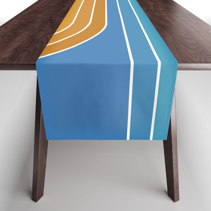 Gradient Curvature XII Beachy Blue and Orange Table Runner Gallery Image 1