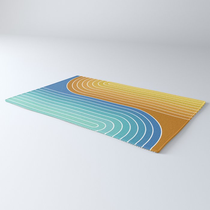 Gradient Curvature XII Beachy Blue and Orange Rug Gallery Image 3