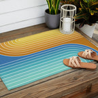 Gradient Curvature XII Beachy Blue and Orange Outdoor Rug Gallery Image 2