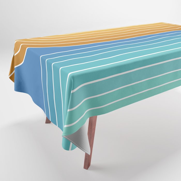 Gradient Curvature XII Beachy Blue and Orange Tablecloth Gallery Image 1