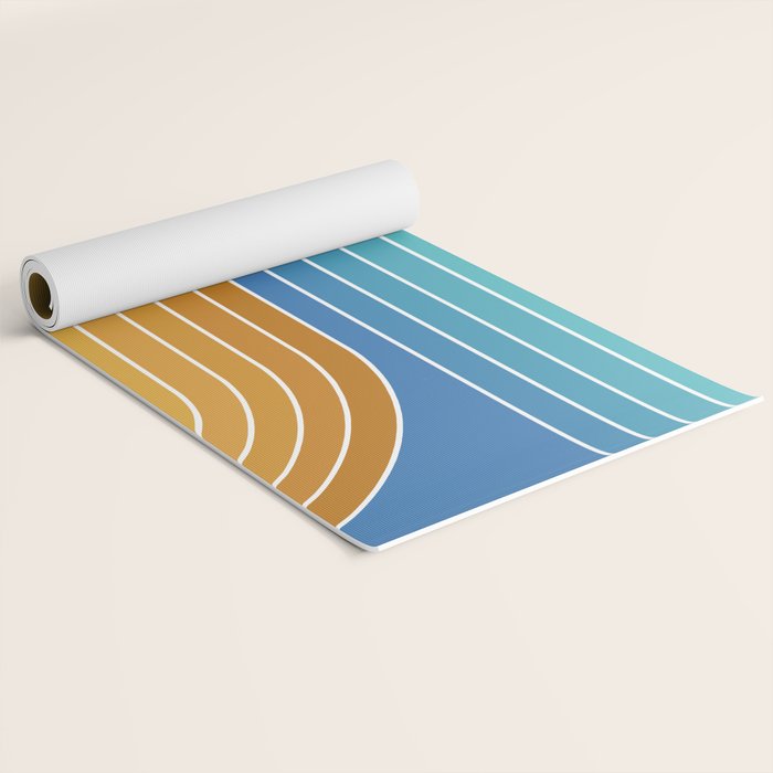 Gradient Curvature XII Beachy Blue and Orange Yoga Mat Gallery Image 2