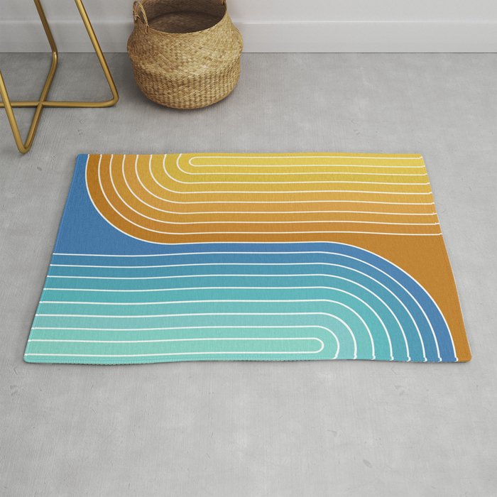 Gradient Curvature XII Beachy Blue and Orange Rug Gallery Image 1