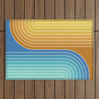 Gradient Curvature XII Beachy Blue and Orange Outdoor Rug Gallery Image 1