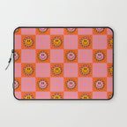 Orange Pink Smiley Checkerboard Print Laptop Sleeve Gallery Image 1